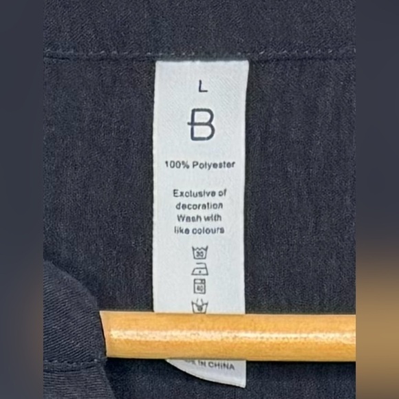 B Brand Women’s Black Balloon Long Sheer Large Swiss Dot Sleeve Blouse Size L - Picture 6 of 6